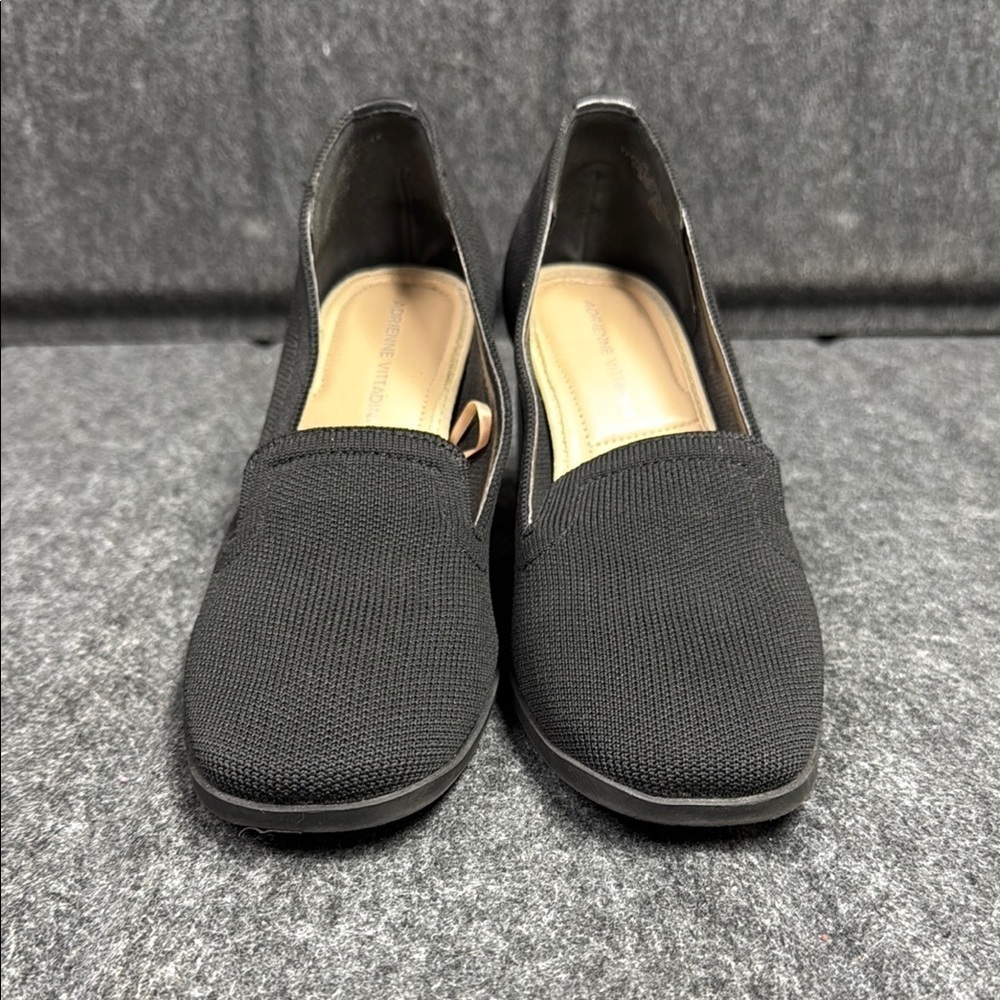 Adrienne Vittadini Black Heels Minimalist Slip-On Design - Picture 5 of 7